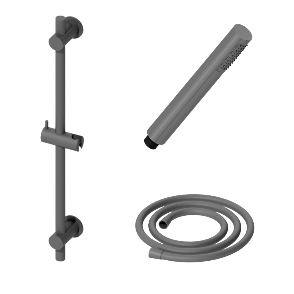 Product cut out image of the Abacus Emotion Matt Anthracite Handset with Slide Rail & Hose